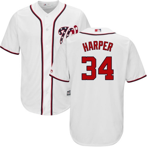 Nationals #34 Bryce Harper White New Cool Base Stitched MLB Jersey - Click Image to Close